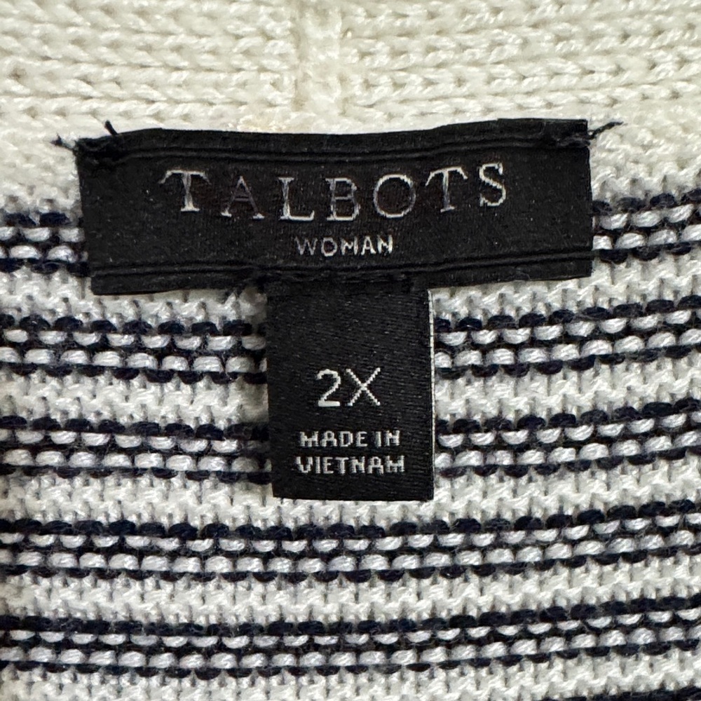 Talbots Plus Size Striped V-Neck Sweater size 2X Business Casual Preppy Fall - Picture 5 of 10